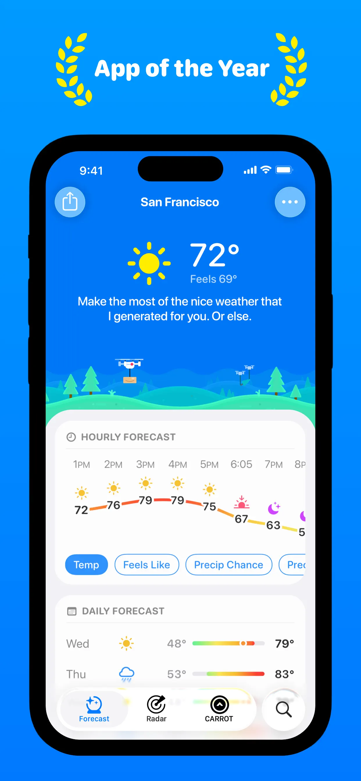 CARROT Weather: Alerts & Radar screenshot