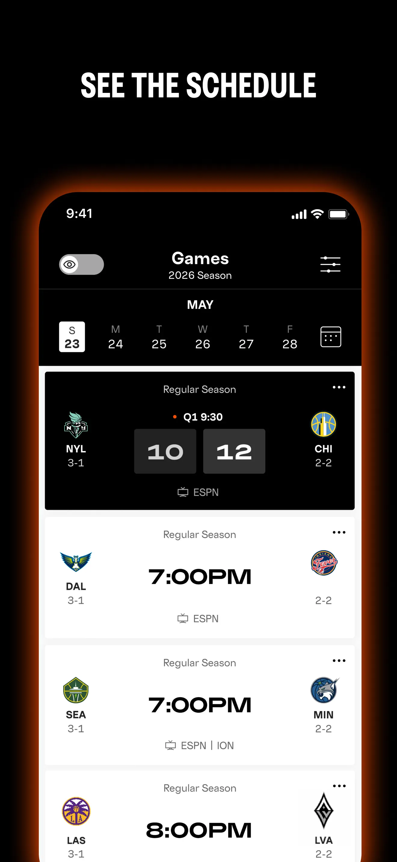 WNBA: Live Games & Scores screenshot 2
